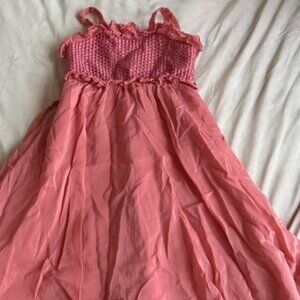 DKNY Coral Girls Dress Size 4 – Smocked Bodice & Waist Tie